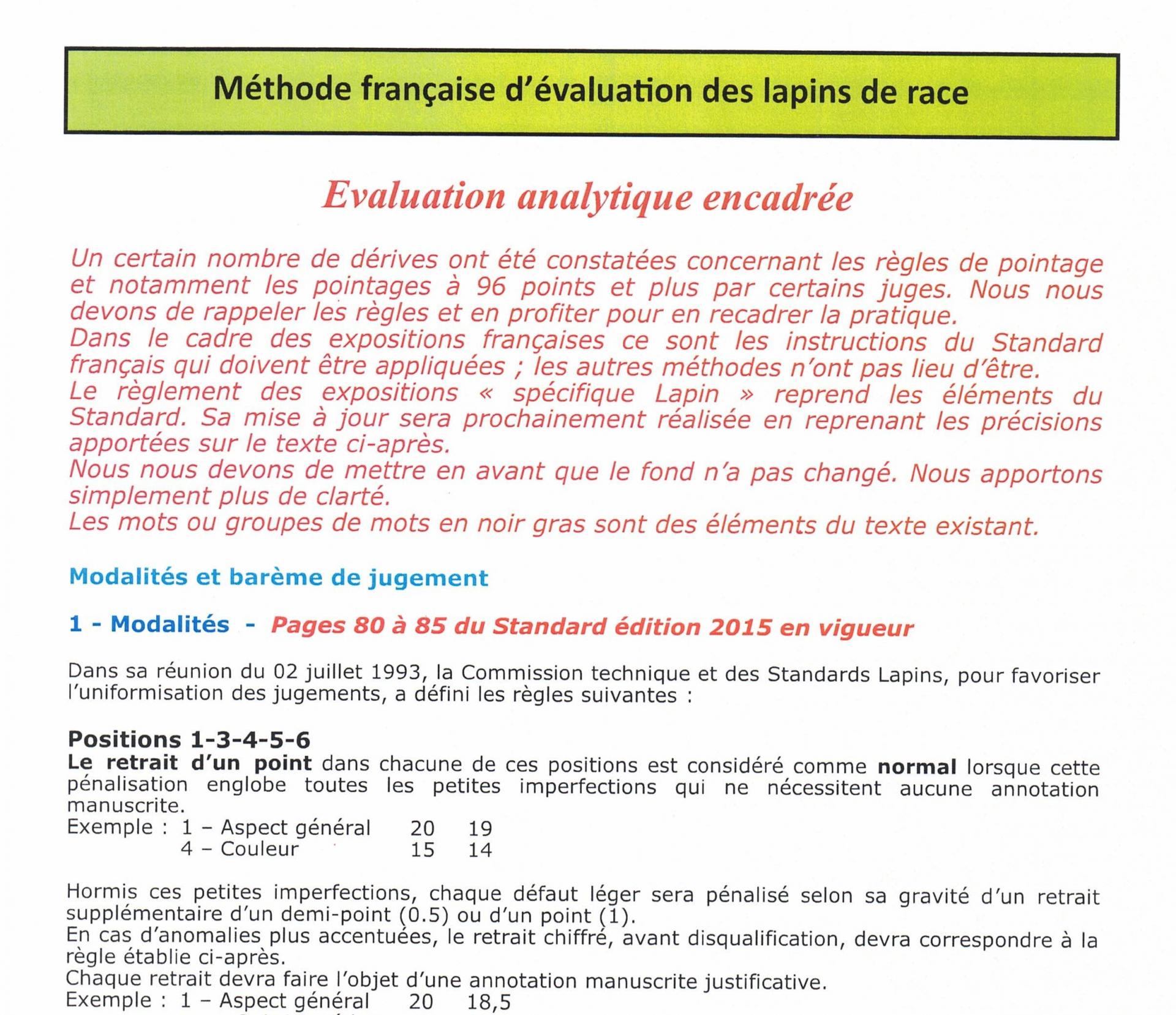 Methodes francaises d evaluation des lapins de race 1