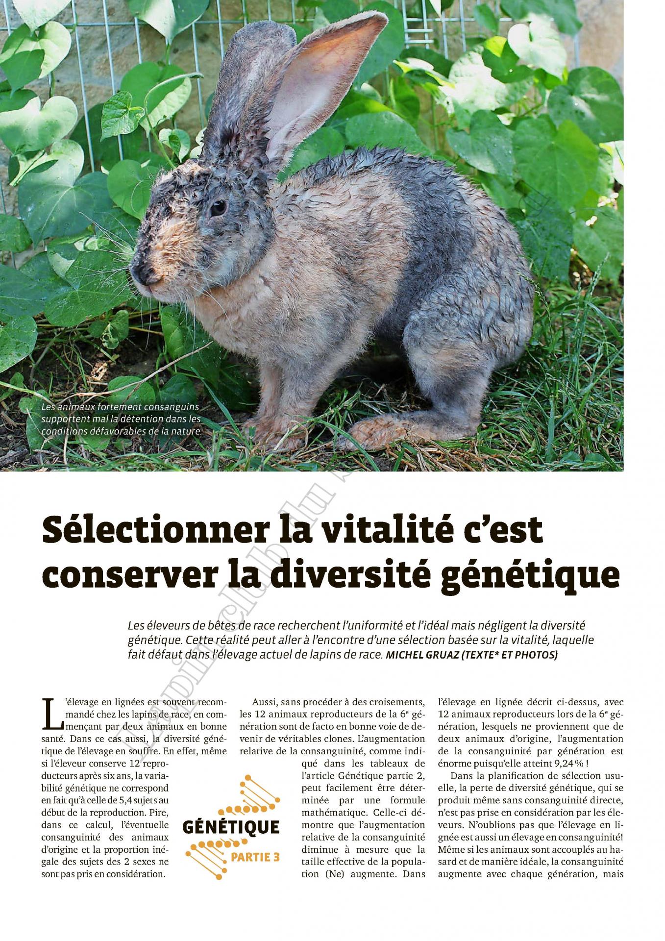 Selectionner la vitalite c est conserver la diversite genetique 1